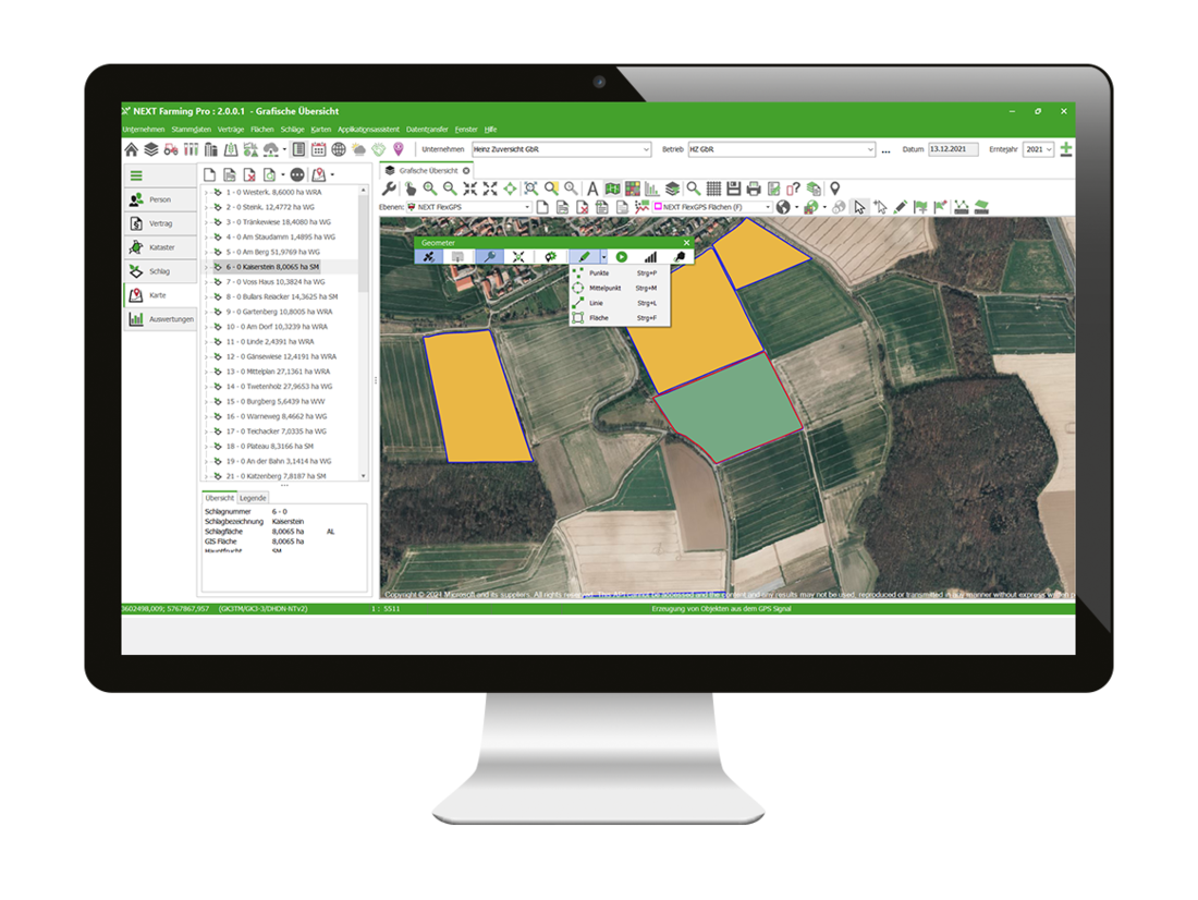 Computerbildschirm zeigt NEXT flexgps in NEXT Farming Pro